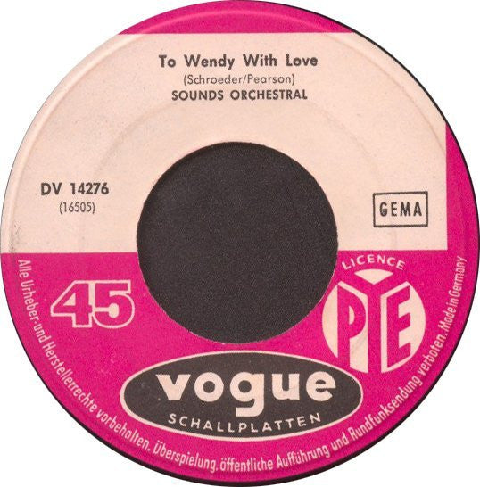 Sounds Orchestral : Cast Your Fate To The Wind / To Wendy With Love (7", Single)