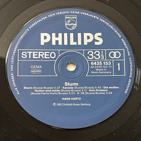 Hans Hartz : Sturm! (LP, Album, Pap)