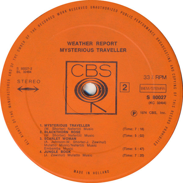 Weather Report : Mysterious Traveller (LP, Album, RP)