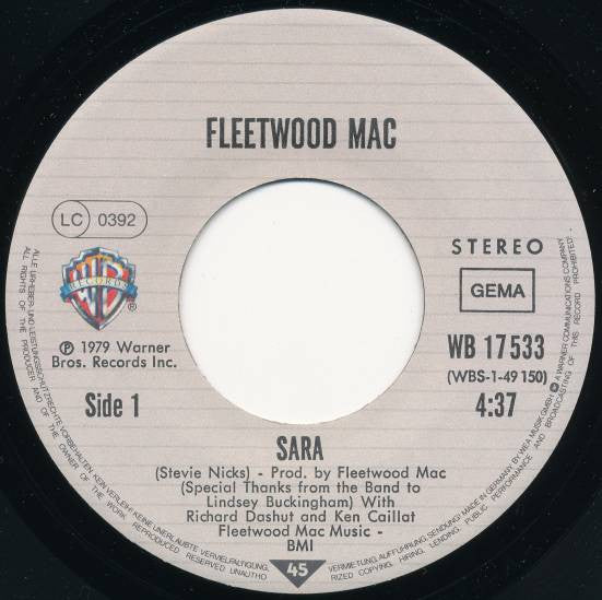 Fleetwood Mac : Sara (7", Single)