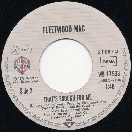 Fleetwood Mac : Sara (7", Single)