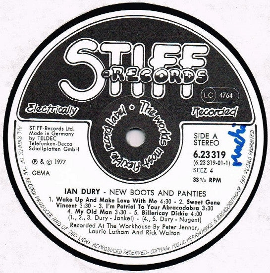 Ian Dury : New Boots And Panties!! (LP, Album)