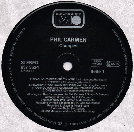 Phil Carmen : Changes (LP, Album)