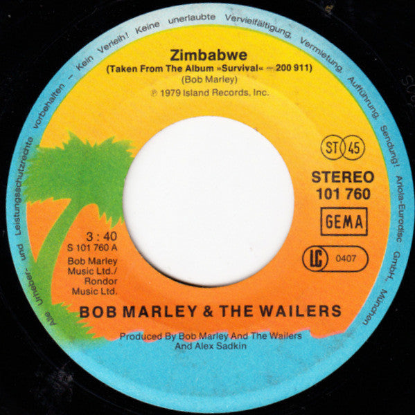 Bob Marley & The Wailers : Zimbabwe (7", Single)