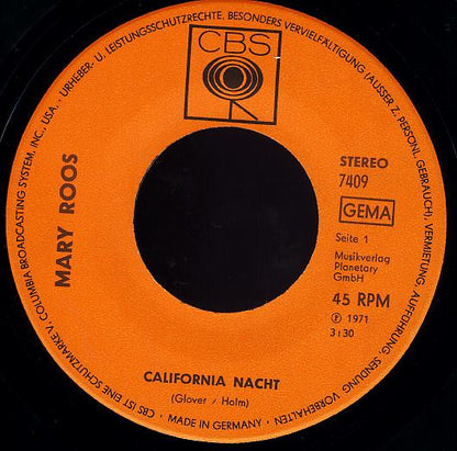 Mary Roos : California Nacht (7", Single)