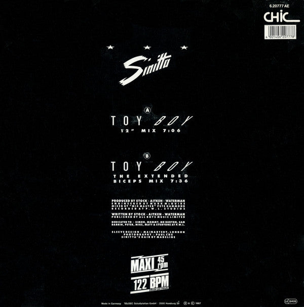 Sinitta : Toy Boy (12", Maxi)