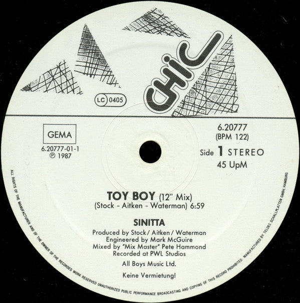 Sinitta : Toy Boy (12", Maxi)