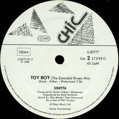 Sinitta : Toy Boy (12", Maxi)