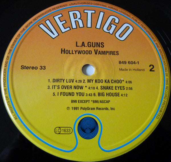 L.A. Guns : Hollywood Vampires (LP, Album, 3-D)
