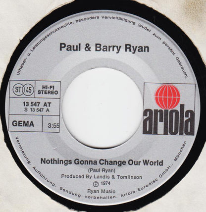 Paul & Barry Ryan : Nothings Gonna Change Our World (7", Single)
