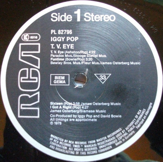 Iggy Pop : TV Eye 1977 Live (LP, Album, RE)