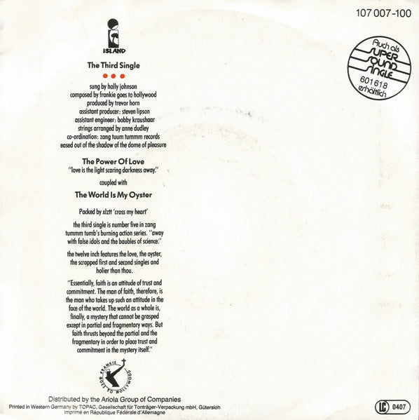 Frankie Goes To Hollywood : The Power Of Love (7", Single)