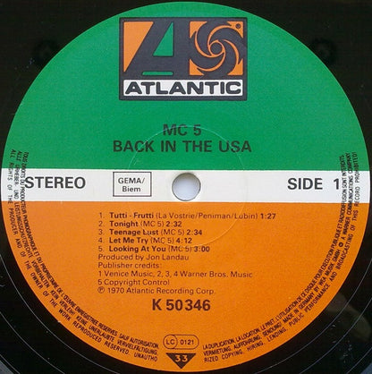 MC5 : Back In The USA (LP, Album, RE)