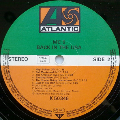 MC5 : Back In The USA (LP, Album, RE)