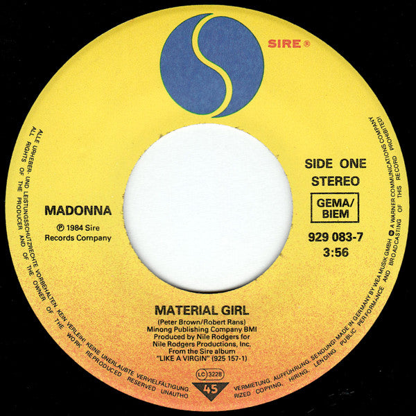 Madonna : Material Girl (7", Single)