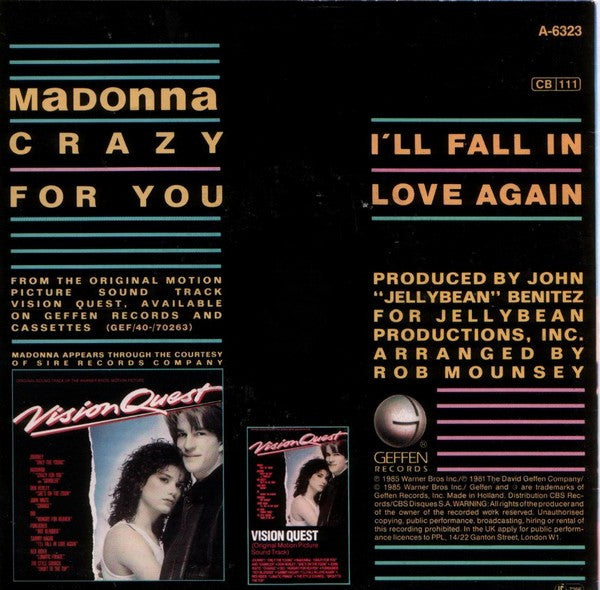 Madonna : Crazy For You (7", Single)