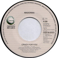 Madonna : Crazy For You (7", Single)