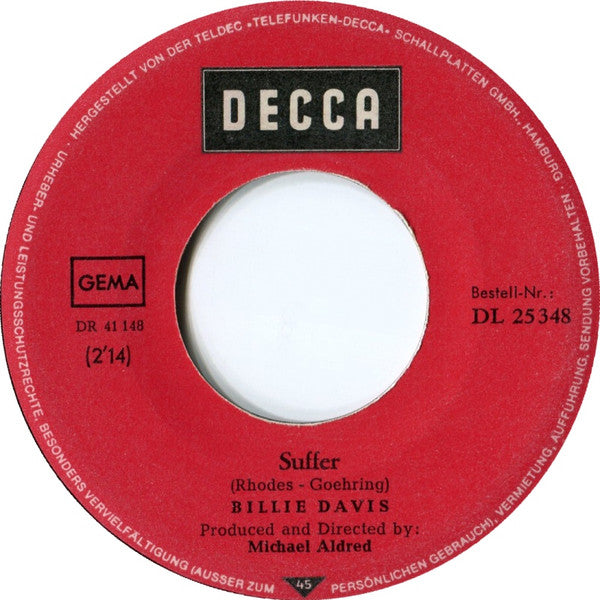 Billie Davis : I Want You To Be My Baby (7", Single)