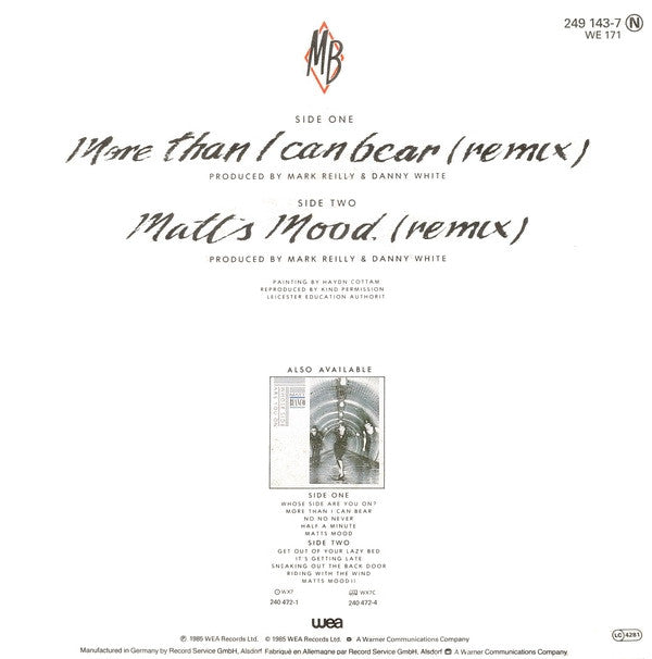 Matt Bianco : More Than I Can Bear (Remix) (7", Single)