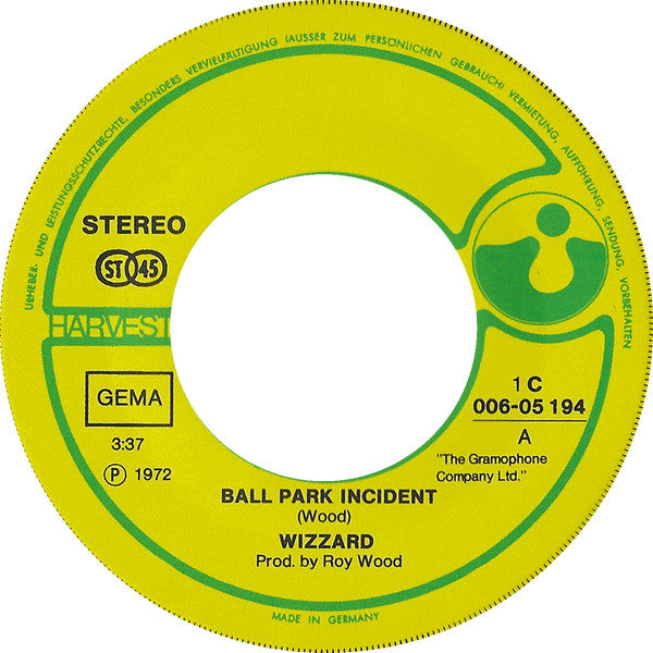 Wizzard (2) : Ball Park Incident / The Carlsberg Special (7", Single)