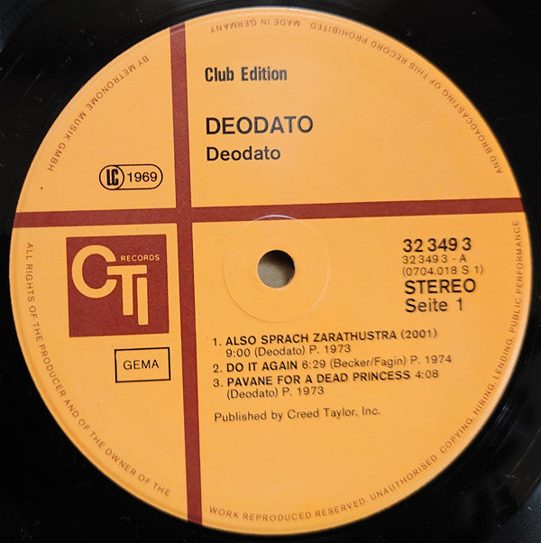Deodato* : Also Sprach Zarathustra (LP, Comp, Club)