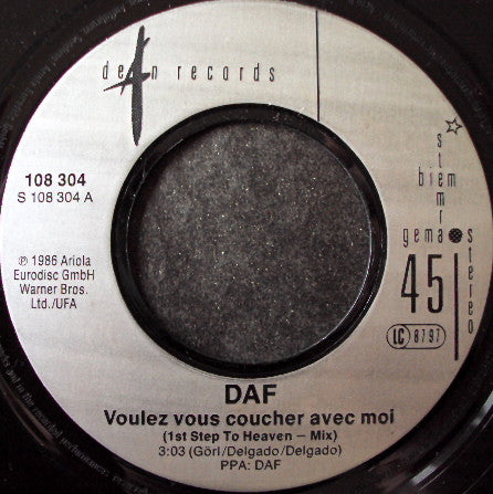 DAF* : Voulez Vous Coucher Avec Moi Ce Soir (7", Single)