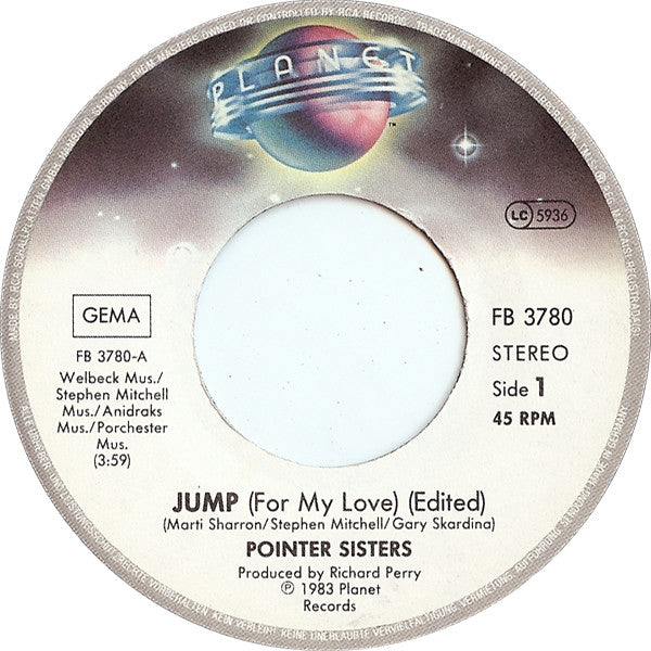 Pointer Sisters : Jump (For My Love) (7", Single)