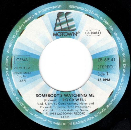 Rockwell : Somebody's Watching Me (7", Single)