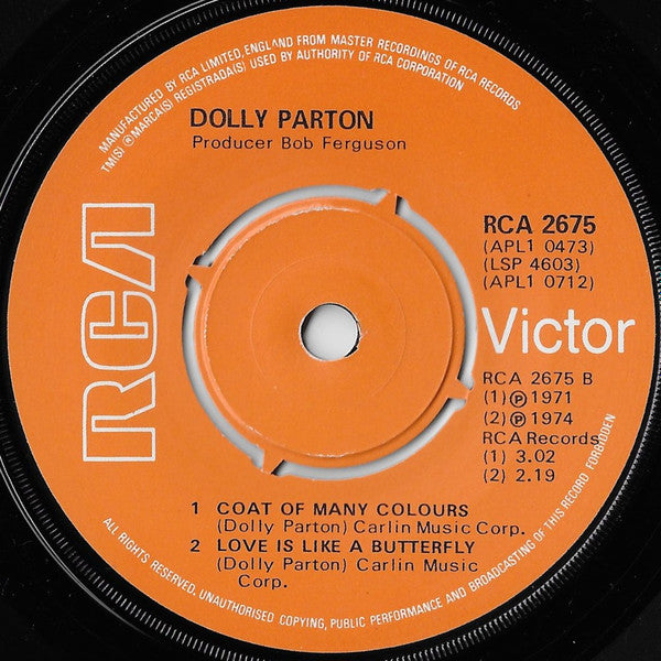Dolly Parton : Jolene (7", Single, Ora)