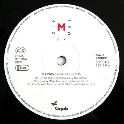 Midge Ure : If I Was (Extended Mix) (12", Maxi)
