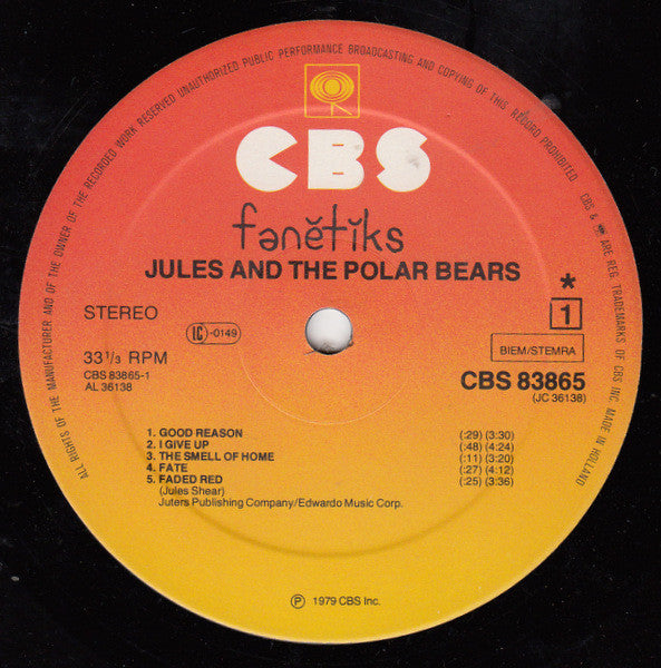 Jules And The Polar Bears : fǝnĕtĭks (Phonetics) (LP, Album)