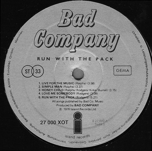 Bad Company (3) : Run With The Pack (LP, Album, Gat)