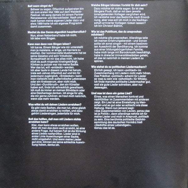 Christof Stählin : Privatlieder (LP, Album, RP, Gat)