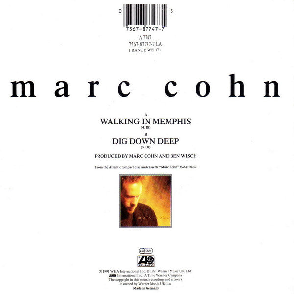 Marc Cohn : Walking In Memphis (7", Single)