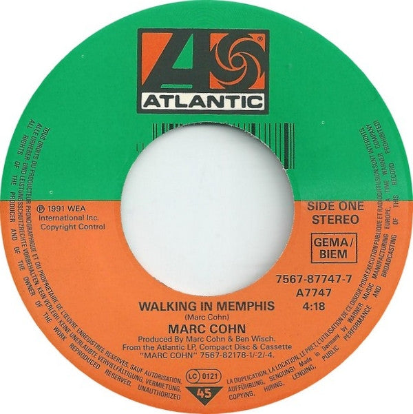 Marc Cohn : Walking In Memphis (7", Single)