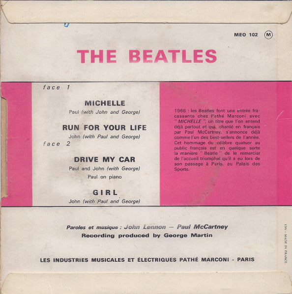 The Beatles : Michelle (7", EP, Mono)