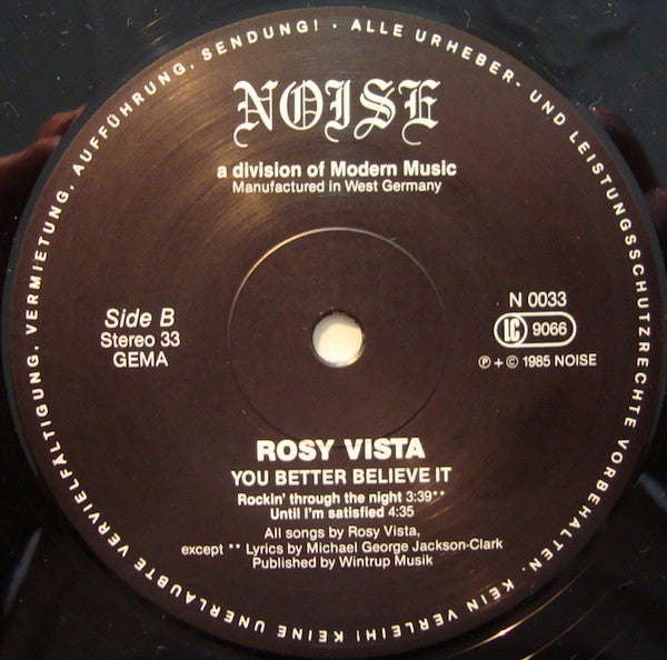Rosy Vista : You Better Believe It (12", MiniAlbum)