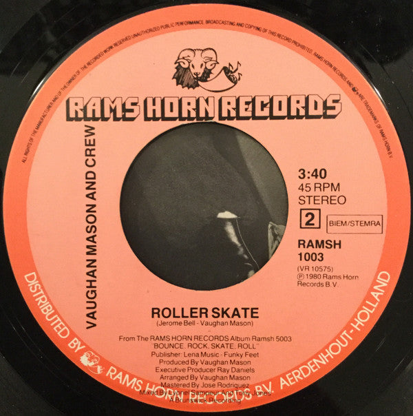 Vaughan Mason And Crew* : Bounce, Rock, Skate, Roll (7", Single)