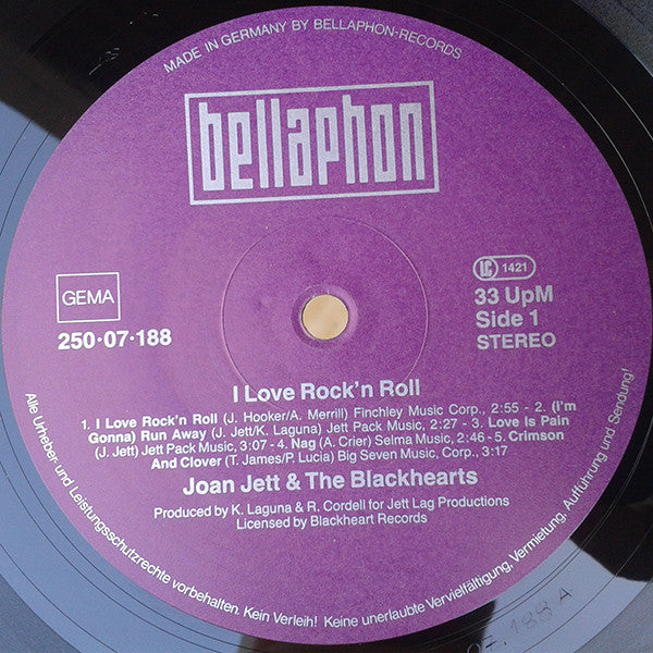 Joan Jett & The Blackhearts : I Love Rock 'N Roll (LP, Album, RE)