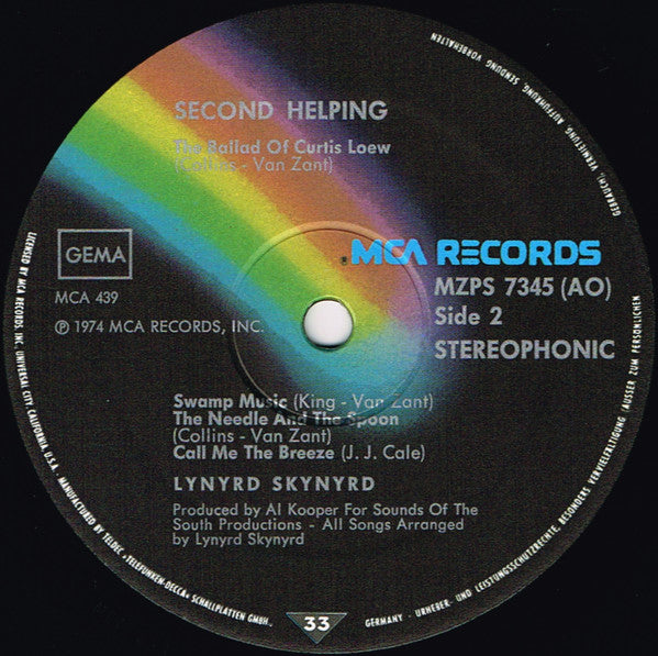 Lynyrd Skynyrd : Second Helping (LP, Album, RP)