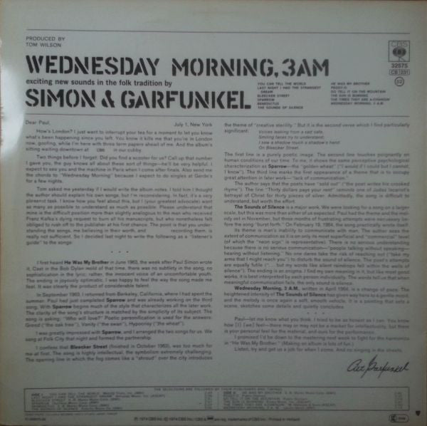 Simon & Garfunkel : Wednesday Morning, 3 A.M. (LP, Album, RE)
