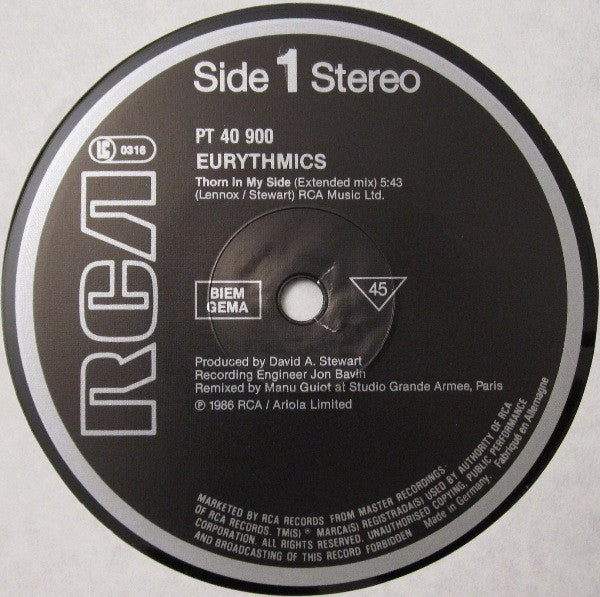 Eurythmics : Thorn In My Side (12", Maxi)