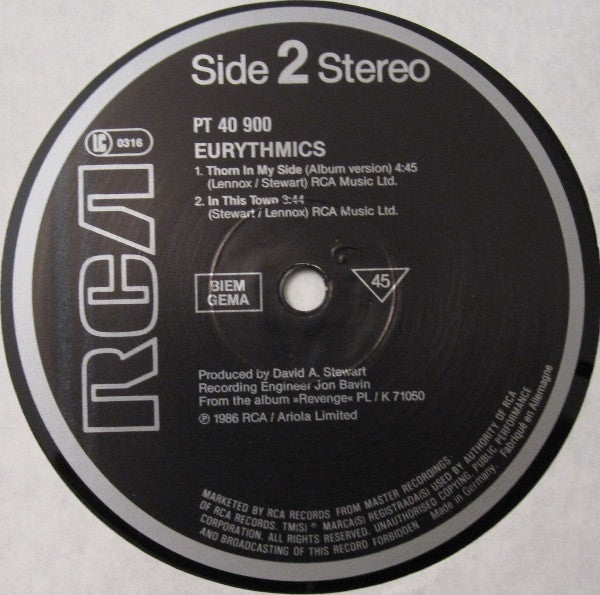 Eurythmics : Thorn In My Side (12", Maxi)