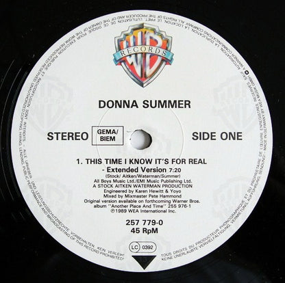 Donna Summer : This Time I Know It's For Real (12", Maxi)