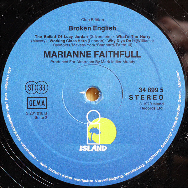 Marianne Faithfull : Broken English (LP, Album, Club)