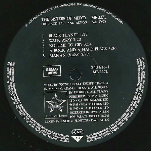 The Sisters Of Mercy : First And Last And Always (LP, Album)