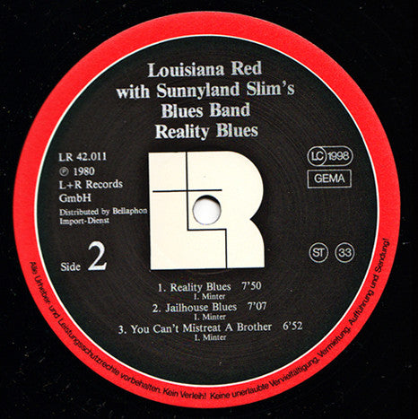 Louisiana Red With Sunnyland Slim Blues Band & Carey Bell : Reality Blues (LP, Album)