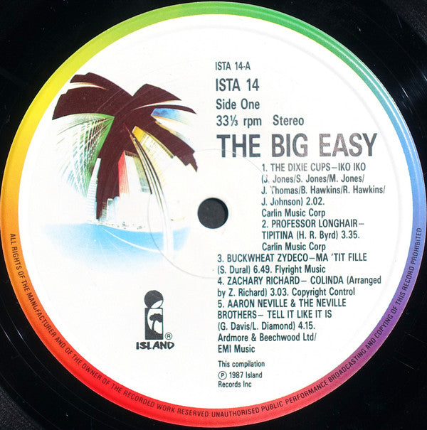 Various : The Big Easy (Original Motion Picture Soundtrack) (LP, Album, Comp)