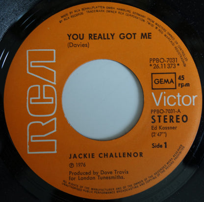 Jackie Challenor : You Really Got Me (7", Single)