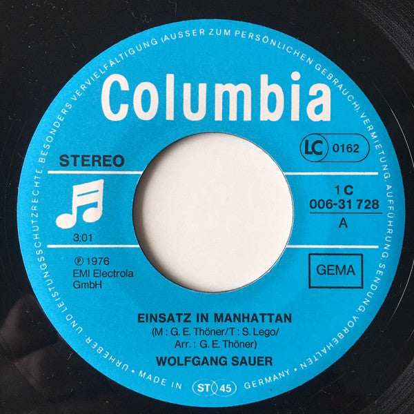 Wolfgang Sauer : Einsatz In Manhattan (7", Single)